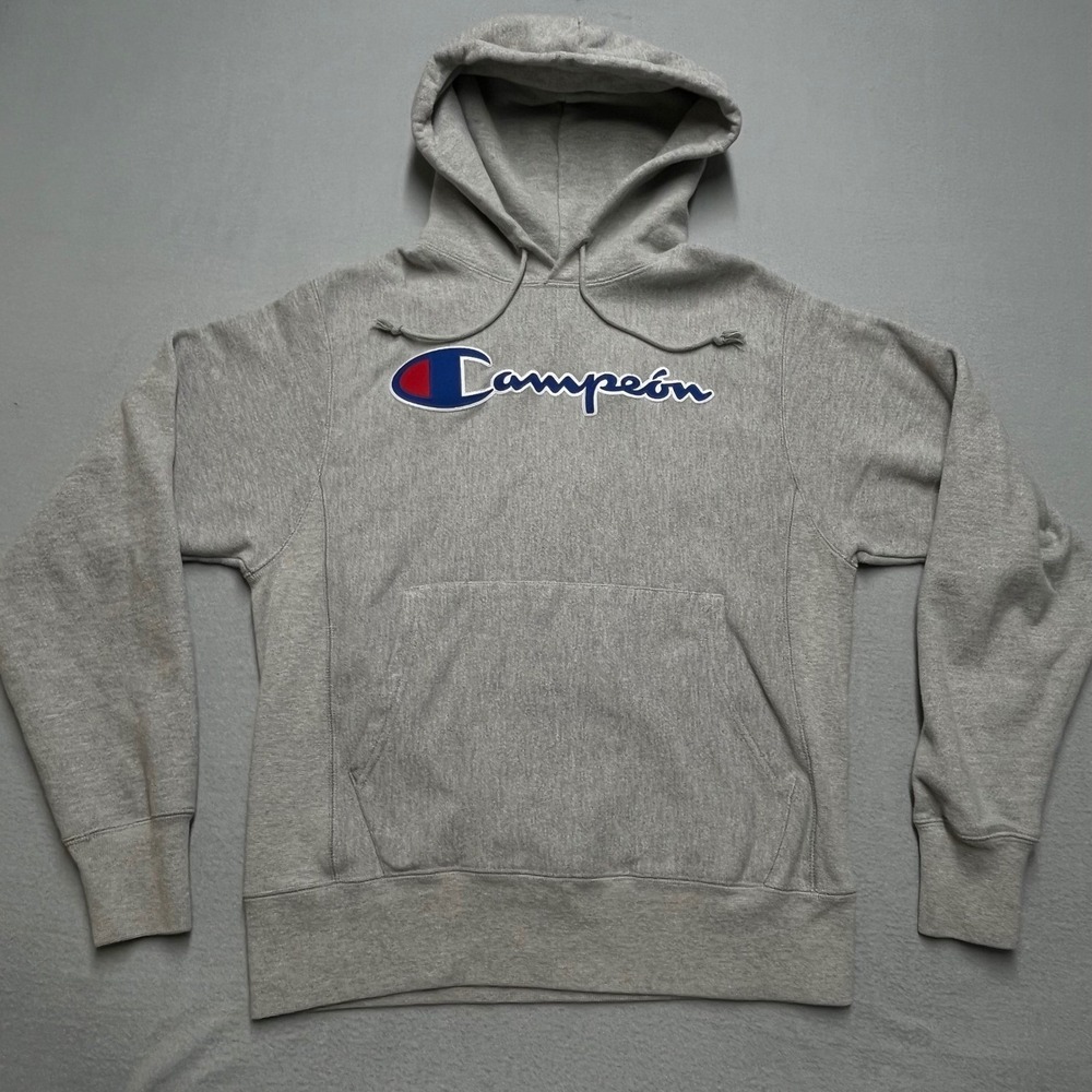 Champion Reverse Weave Campeon Hoodie Gray Sweatshirt Pullover Size Small‎